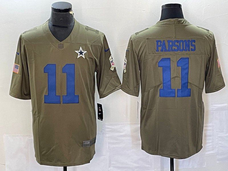 Men Dallas Cowboys #11 Parsons green Nike Olive Salute To Service Limited NFL Jersey